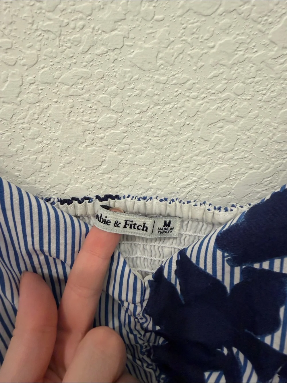 Abercrombie & Fitch Blue and White Striped Maxi with Navy Floral